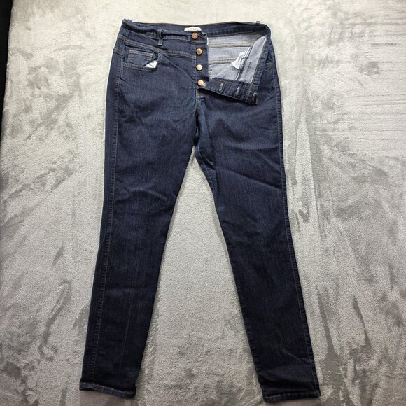 Judy Blue Jeans Womens 1XL Blue Dark Wash Button Fly Skinny Stretch Made in USA - Picture 1 of 10